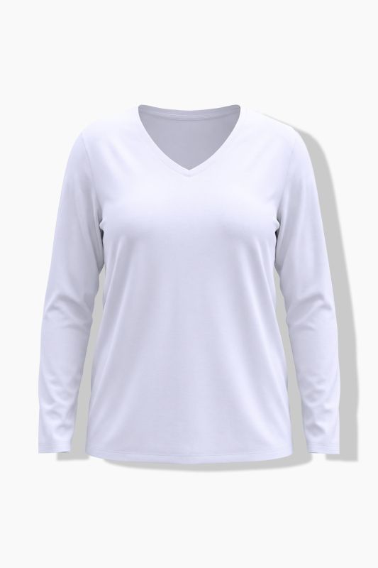 V-Neck Cotton Long Sleeve Relaxed Fit Tee