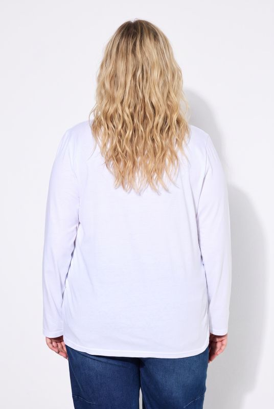 V-Neck Cotton Long Sleeve Relaxed Fit Tee