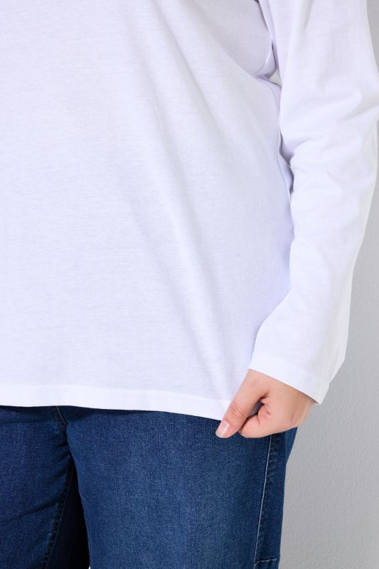 V-Neck Cotton Long Sleeve Relaxed Fit Tee