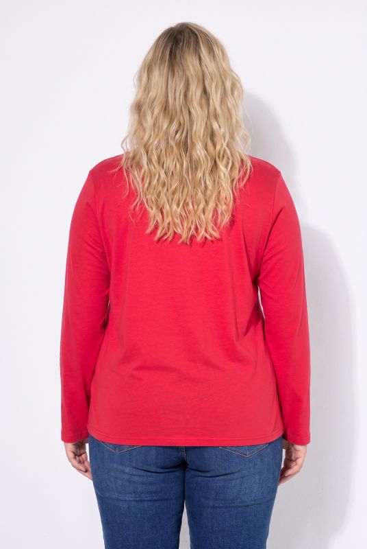 V-Neck Cotton Long Sleeve Relaxed Fit Tee