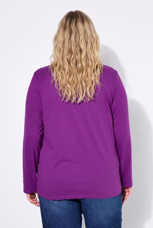V-Neck Cotton Long Sleeve Relaxed Fit Tee