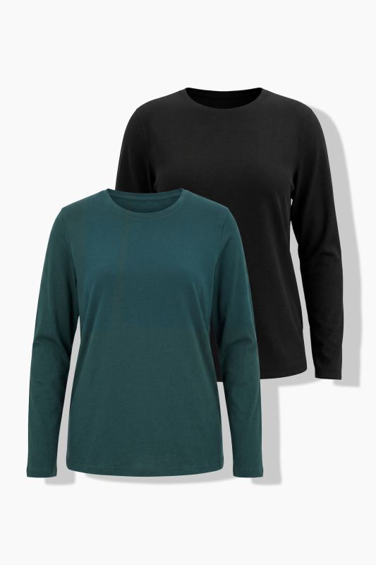 2 Pack Long Sleeve Round Neck Cotton Tees