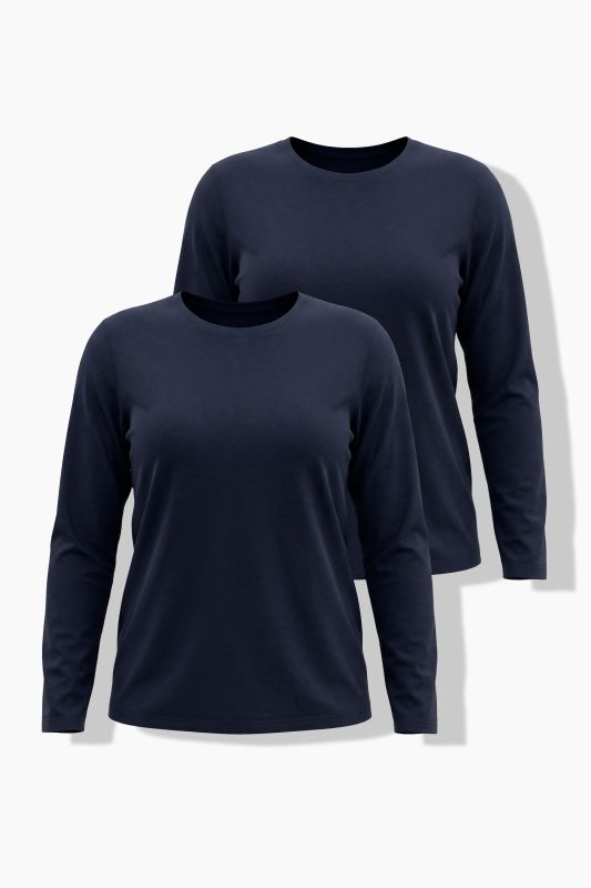 2 Pack Long Sleeve Round Neck Cotton Tees