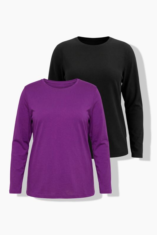2 Pack Long Sleeve Round Neck Cotton Tees
