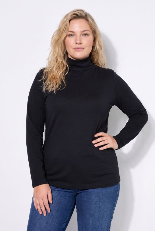 Round Neck Relaxed Fit Long Sleeve Turtleneck