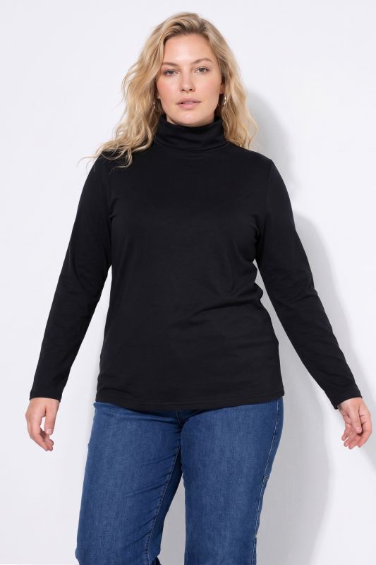 Round Neck Relaxed Fit Long Sleeve Turtleneck
