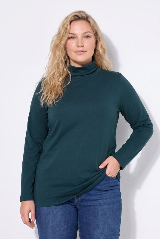Round Neck Relaxed Fit Long Sleeve Turtleneck