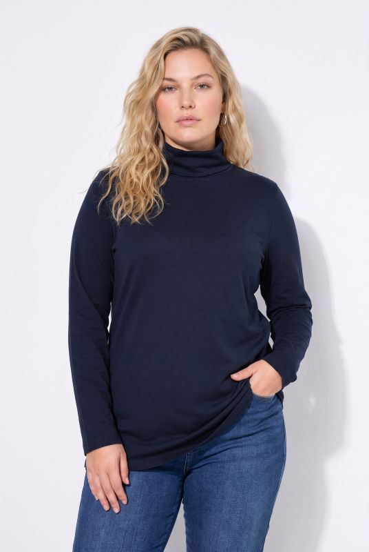 Round Neck Relaxed Fit Long Sleeve Turtleneck