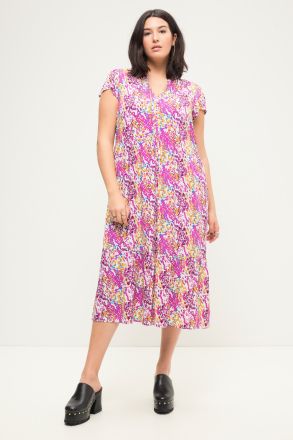 Colorful Leopard Print Cap Sleeve Dress