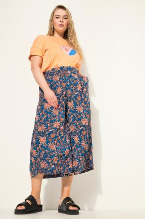 Culottes, wide leg, paisley print, elastic waistband