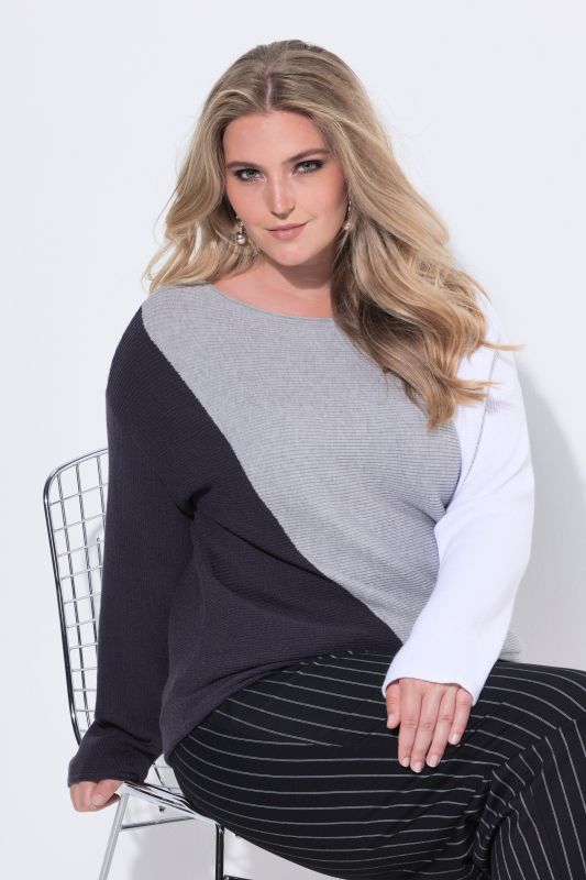 Block Stripe Boat Neck Sweater