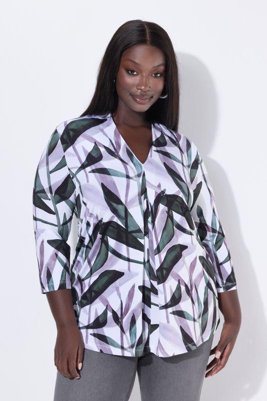 Блуза с принт на листа