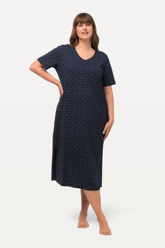 Circle Print Short Sleeve Cotton Knit Nightgown