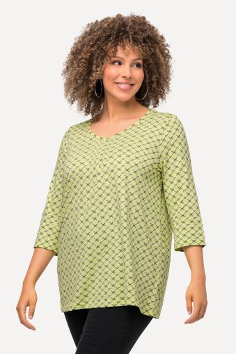 Diagonal Check Front Pleat A-line Fit Tee