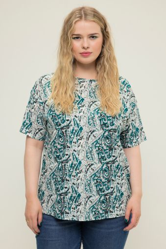 Oversize shirt, round neck, paisley print