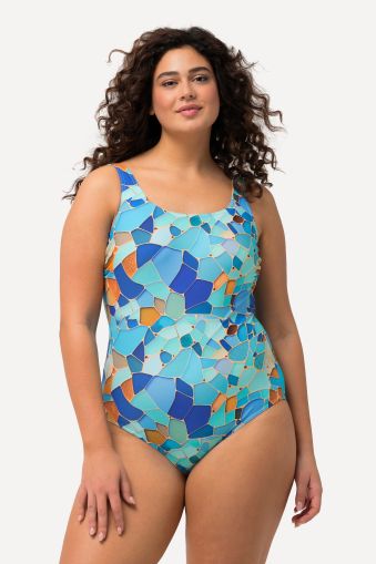 Swimsuit, printed, without soft cups, round neck