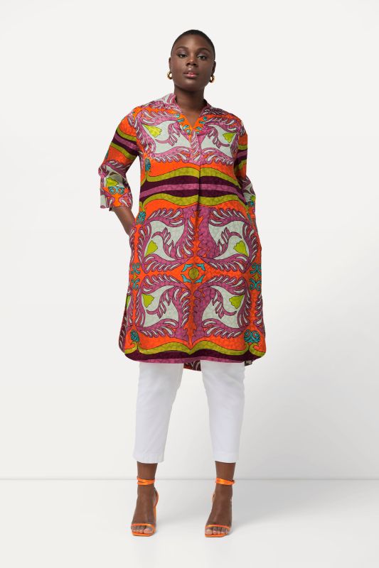 Opulent Print 3/4 Sleeve Tunic Dress