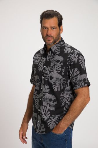 Allover Skull Print Shirt, Motorcycle