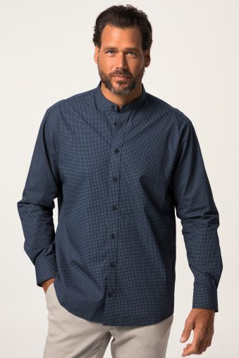 Business shirt, stand-up collar, long sleeve, minimalist pattern, comfort fit, up to 8XL