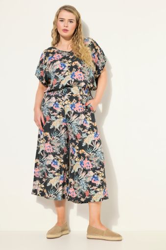 Tropical Floral Print Culottes