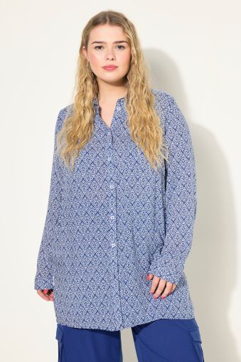 Geometric Print Button Down Blouse