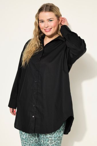 Back Button Long Sleeve Blouse