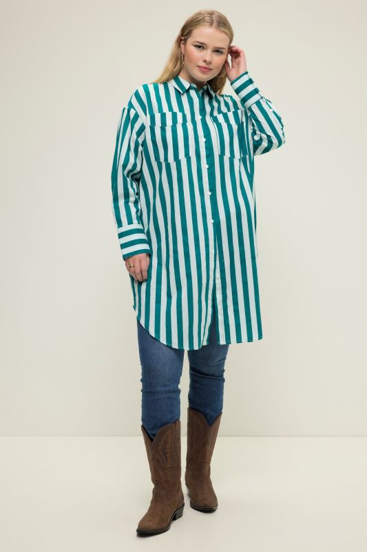 Stripe Print Oversized Shirt