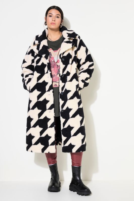 Houndstooth Faux Fur Coat