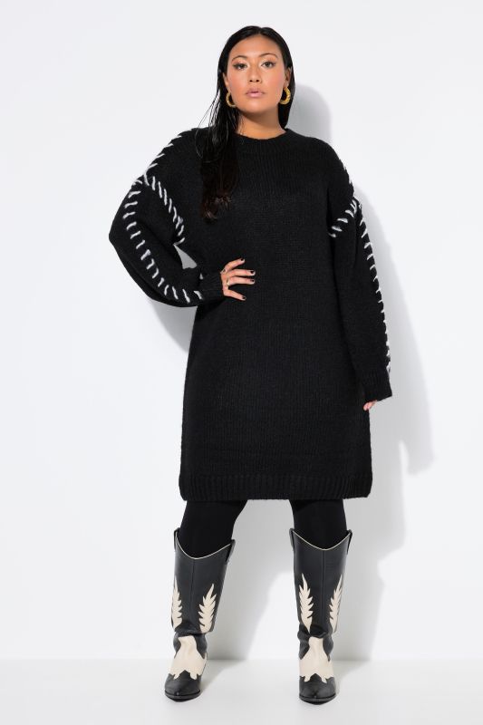 Oversized Seam Long Sleeve Sweater Dress