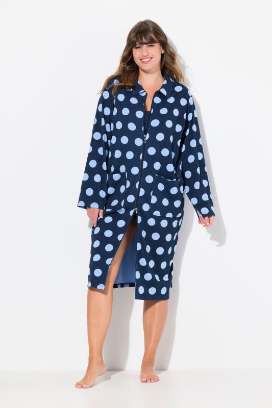 Polka Dot Zip-Up Bathrobe