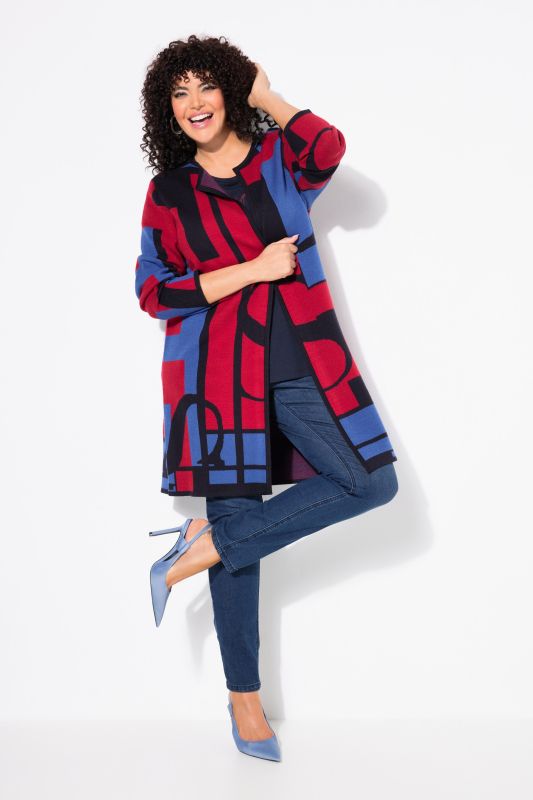 Letter Print Open Shape Longline Cardigan