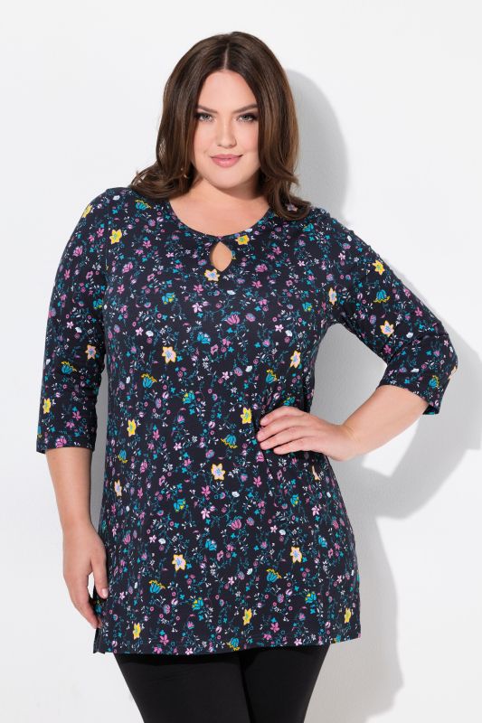 Floral Keyhole Knit Tunic