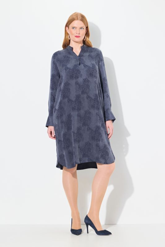 Vintage Floral Print Long Sleeve Lyocell Dress