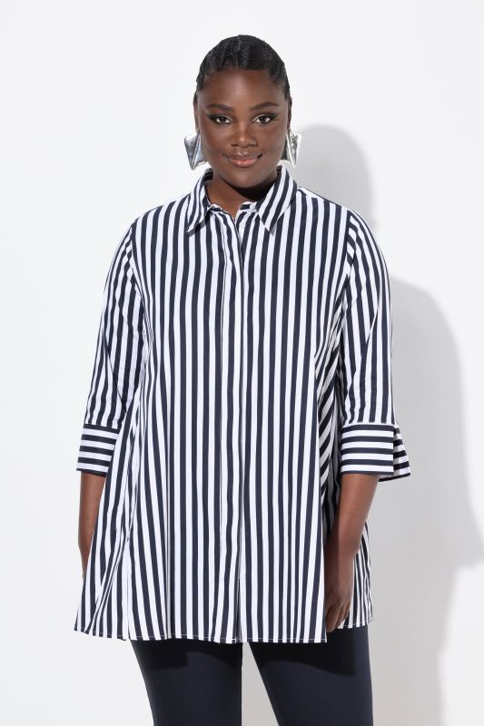Stripe A-line Tunic Blouse