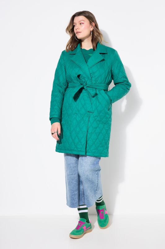 Quilted Double Breasted Belted Coat