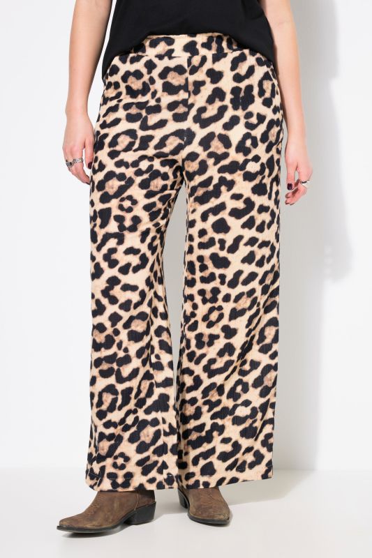 Leopard Print Elastic Waist Muslin Pants