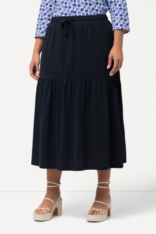 Elastic Waist Flounce Panel Jersey Skirt