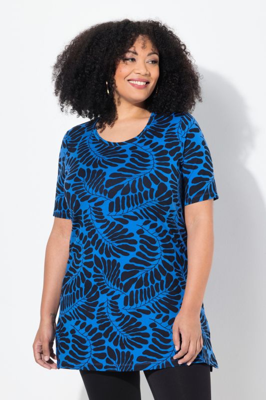 Fern Print Short Sleeve Knit Tunic