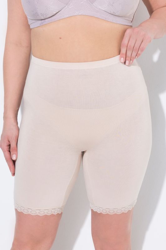 Lace Hem Stretch Viscose Knit Bicycle Length Lounge Shorts