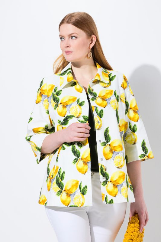 Lemon Print 3/4 Sleeve Jacket