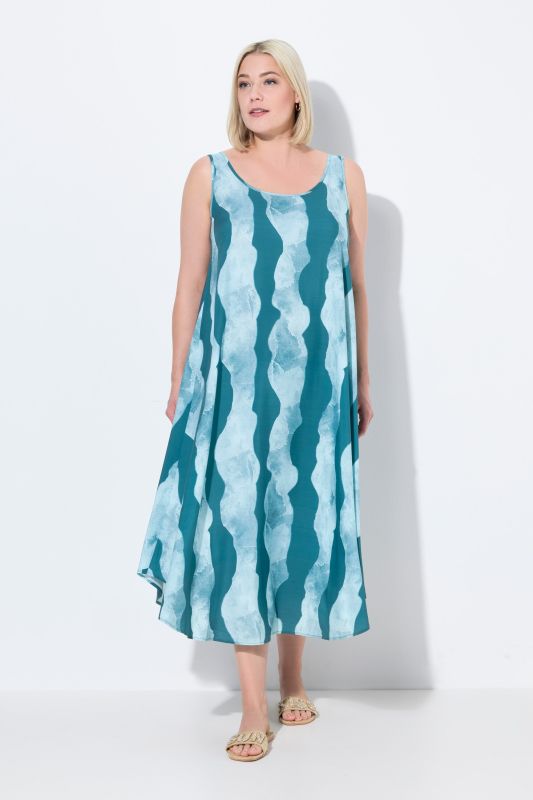 Wave Print Sleeveless A-Line Dress