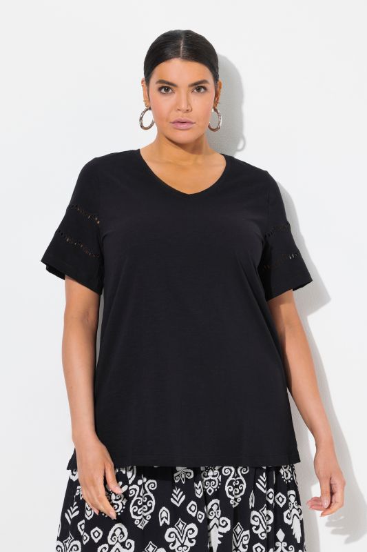 Openwork Detail Short Sleeve Tee