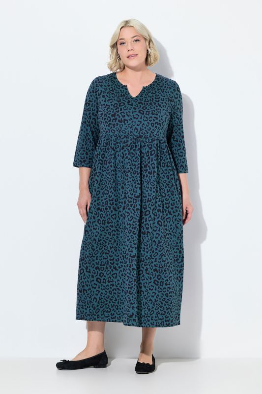 Colorful Leopard Empire Jersey A-Line Pocket Dress
