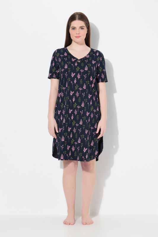 Eco Cotton Flower Print Short Sleeve Nightgown
