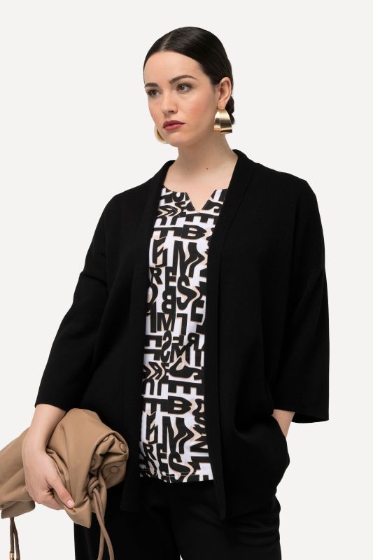 Oversized Shawl Collar 3/4 Sleeve Cardigan