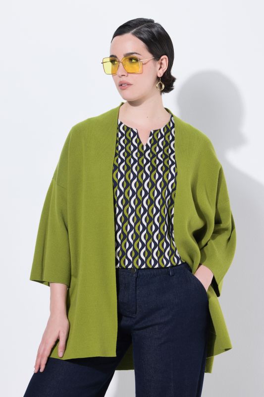 Oversized Shawl Collar 3/4 Sleeve Cardigan