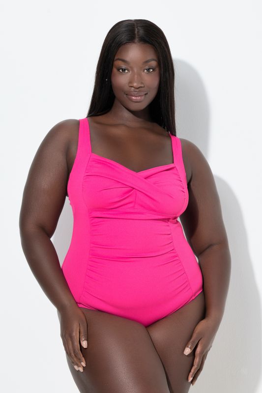 Draped Front Sweetheart Neck Front Lined Swimsuit