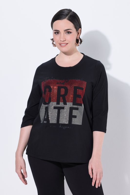 Rhinestone Motivational 3/4 Sleeve Tee