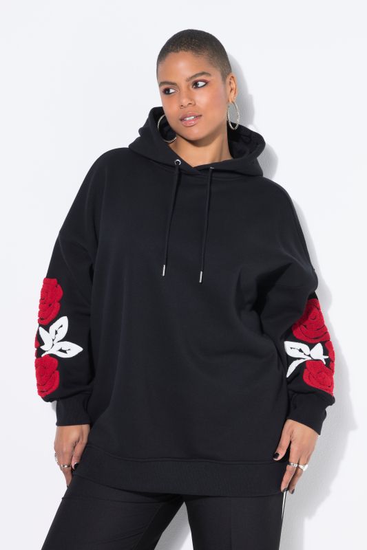 Terry Cloth Rose Patch Hoodie