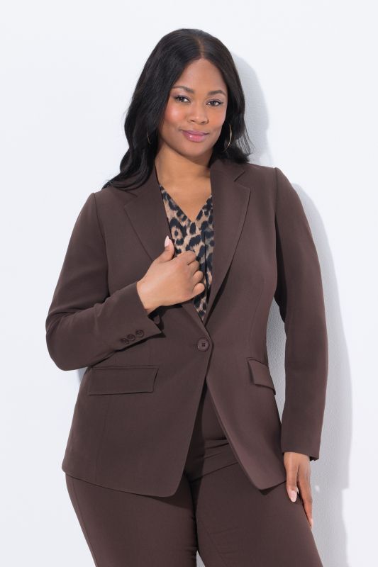Triacetate Blend Lapel Collar Fully Lined Blazer